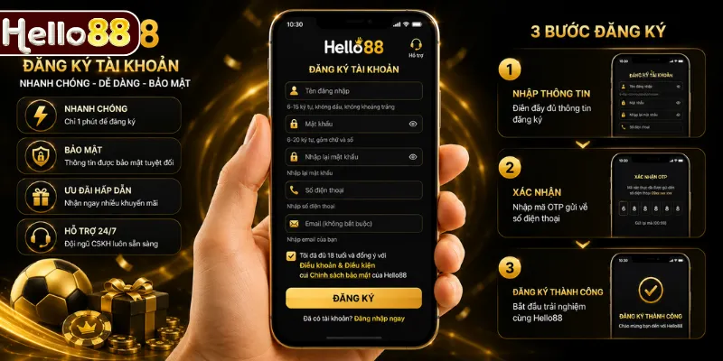 Hướng dẫn tạo tài khoản HELLO88